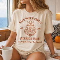 Personalized Halloween Cruise Shirt, Custom Family Vacation Tee, Spooky Pumpkin Anchor Design, Booze Cruise Shirt, Family Trip Gift 2026