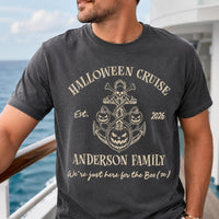 Personalized Halloween Cruise Shirt, Custom Family Vacation Tee, Spooky Pumpkin Anchor Design, Booze Cruise Shirt, Family Trip Gift 2026