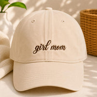 Girl Mom Embroidered Hat, Girl Mama Baseball Cap, Bio Washed Cotton Cap for Moms, New Mom Gift for Daughter Mama, Mothers Day Gift