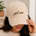 Girl Mom Embroidered Hat, Girl Mama Baseball Cap, Bio Washed Cotton Cap for Moms, New Mom Gift for Daughter Mama, Mothers Day Gift