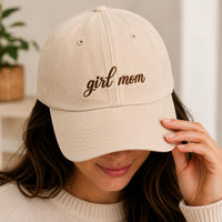 Girl Mom Embroidered Hat, Girl Mama Baseball Cap, Bio Washed Cotton Cap for Moms, New Mom Gift for Daughter Mama, Mothers Day Gift