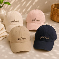 Girl Mom Embroidered Hat, Girl Mama Baseball Cap, Bio Washed Cotton Cap for Moms, New Mom Gift for Daughter Mama, Mothers Day Gift
