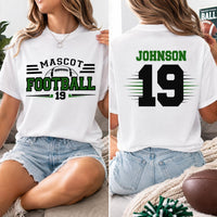 Personalized Football Mom Shirt, Custom Team Colors Mascot Tee, Player Name Number, Team Shirt, Sports Mom Gift, Front Back