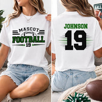 Personalized Football Mom Shirt, Custom Team Colors Mascot Tee, Player Name Number, Team Shirt, Sports Mom Gift, Front Back