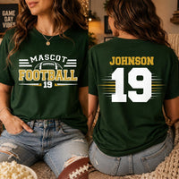 Personalized Football Mom Shirt, Custom Team Colors Mascot Tee, Player Name Number, Team Shirt, Sports Mom Gift, Front Back