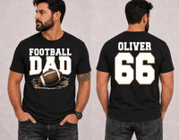 Custom Football Dad Shirt, Personalized Last Name Number Tee, Game Day Dad Apparel, Father's Day Gift, Front Back