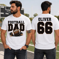 Custom Football Dad Shirt, Personalized Last Name Number Tee, Game Day Dad Apparel, Father's Day Gift, Front Back