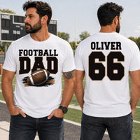 Custom Football Dad Shirt, Personalized Last Name Number Tee, Game Day Dad Apparel, Father's Day Gift, Front Back