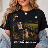 Ghost Football Tis the Season Shirt, Spooky Halloween Game Day Tee, Vintage Ghost Stadium Graphic, Halloween Party Tee, Football Fan Gift