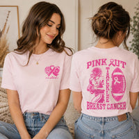 Personalized Pink Out Football Shirt, Custom Tackle Cancer Tee, Breast Cancer Awareness Shirt, Team Tee, Custom Team Gift, Front Back