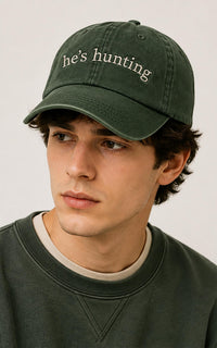 He's Hunting Embroidered Hat, Funny Hunter Baseball Cap for Men, Low Profile Dad Hat, Sarcastic Outdoors Husband Gift, Everyday Cap Gift