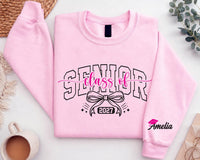 Personalized Senior 2027 Sweatshirt, Custom Class of 27 Crewneck, Coquette Bow Graduation Crewneck, Class of 2027 Gift, Senior Gift