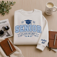 Personalized Senior Class of 2027 Sweatshirt, Custom Name Graduation Crewneck, Gingham Senior Look, High School Grad Look, Graduation Gift