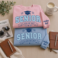 Personalized Senior Class of 2027 Sweatshirt, Custom Name Graduation Crewneck, Gingham Senior Look, High School Grad Look, Graduation Gift