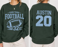 Personalized Football Shirt, Custom Team Mascot Name Number Sweatshirt, Front Back Player Jersey Design, Game Day Fan Shirt, Team Gift