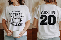 Personalized Football Shirt, Custom Team Mascot Name Number Sweatshirt, Front Back Player Jersey Design, Game Day Fan Shirt, Team Gift