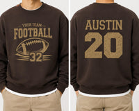 Personalized Football Shirt, Custom Team Mascot Name Number Sweatshirt, Front Back Player Jersey Design, Game Day Fan Shirt, Team Gift