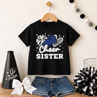 Personalized Cheer Sister Shirt, Custom Name Kids Spirit Tee, Toddler Shirt, Youth Cheerleading Outfit, Gift for Little Sister, Front Back