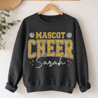 Personalized Glitter School Mascot Sweatshirt, Custom Cheer Name Tee, Sparkle Game Day Team Shirt, Cheerleader Spirit Wear, Custom Team Gift