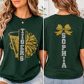 Personalized Glitter Cheer Mom Shirt, Custom Cheer Team Tee, Cheerleader Name, School Spirit Game Day Top, Sports Mom Gift, Front Back