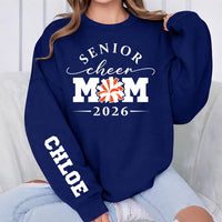 Personalized Senior Cheer Mom Sweatshirt, Team Mom Crewneck, Custom Cheerleader Name Sleeve, Senior Night & Homecoming, Custom Team Gift