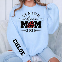Personalized Senior Cheer Mom Sweatshirt, Team Mom Crewneck, Custom Cheerleader Name Sleeve, Senior Night & Homecoming, Custom Team Gift
