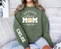 Personalized Senior Cheer Mom Sweatshirt, Team Mom Crewneck, Custom Cheerleader Name Sleeve, Senior Night & Homecoming, Custom Team Gift