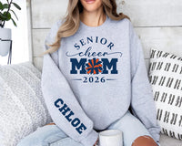 Personalized Senior Cheer Mom Sweatshirt, Team Mom Crewneck, Custom Cheerleader Name Sleeve, Senior Night & Homecoming, Custom Team Gift