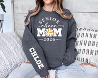 Personalized Senior Cheer Mom Sweatshirt, Team Mom Crewneck, Custom Cheerleader Name Sleeve, Senior Night & Homecoming, Custom Team Gift