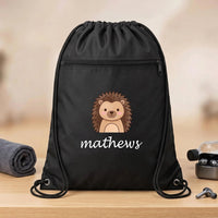 Personalized Animal Drawstring Backpack, Custom Name Kids Cinch Bag, School Activity Bag, Student Personalized Bag, Back to School Gift