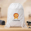 Personalized Animal Drawstring Backpack, Custom Name Kids Cinch Bag, School Activity Bag, Student Personalized Bag, Back to School Gift