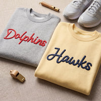 Custom Puff Print Mascot Sweatshirt, Personalized Team Name Shirt, Raised 3D School Spirit Hoodie, Sports Game Day Tee, Team Mom Gift