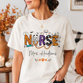 Personalized Halloween Nurse Tee, Custom Name Nursing Shirt, Spooky Season RN Top, Cute Healthcare Fall Shirt, Nurse Appreciation Gift