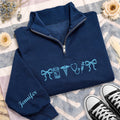 Personalized Nurse Embroidered Quarter Zip Sweatshirt, Custom Medical Pullover, Scrub Layering Top, Coquette Nurse Bow, Nurses Week Gift