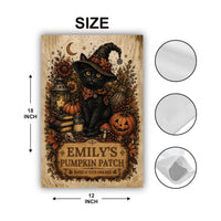 Personalized Black Cat Halloween Garden Flag, 12x18 Double Sided Yard Flag, Spooky Porch Decor, Custom Pumpkin Patch, Halloween Gift