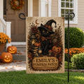 Personalized Black Cat Halloween Garden Flag, 12x18 Double Sided Yard Flag, Spooky Porch Decor, Custom Pumpkin Patch, Halloween Gift