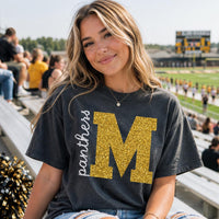 Personalized Glitter Varsity Letter Shirt, Custom Team Name Tee, School Mascot Spirit Shirt, Game Day Initial Top, Custom Team Gift