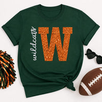 Personalized Glitter Varsity Letter Shirt, Custom Team Name Tee, School Mascot Spirit Shirt, Game Day Initial Top, Custom Team Gift