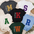 Personalized Glitter Varsity Letter Shirt, Custom Team Name Tee, School Mascot Spirit Shirt, Game Day Initial Top, Custom Team Gift