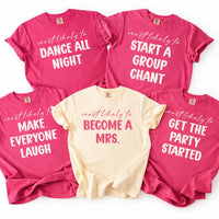 Custom Most Likely To Bachelorette Party Shirts, Funny Bride Squad Matching Tees, Bridal Party Tee, Girls Trip Weekend, Bachelorette Gift