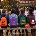 Personalized Halloween Drawstring Backpack, Custom Pumpkin Face Cinch Bag, Kids Trick or Treat Bag, Party Favor Cinch Bag, Event Favor