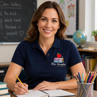 Custom Embroidered Polo Shirt for Teachers and Staff, Personalized Polo Shirts for Teacher Gift, Back to School, Teacher Appreciation