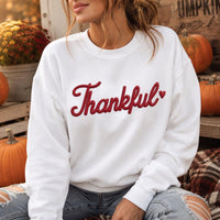 Personalized Thankful Puff Print Sweatshirt, Thanksgiving Shirt, 3D Thankful Season Crewneck, Custom Puff Sweatshirt, Custom Gift for Fall