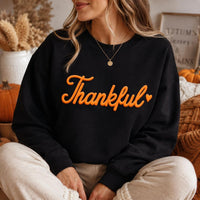Personalized Thankful Puff Print Sweatshirt, Thanksgiving Shirt, 3D Thankful Season Crewneck, Custom Puff Sweatshirt, Custom Gift for Fall