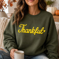 Personalized Thankful Puff Print Sweatshirt, Thanksgiving Shirt, 3D Thankful Season Crewneck, Custom Puff Sweatshirt, Custom Gift for Fall