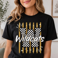 Personalized School Mascot Sweatshirt, Custom Team Name Tee, Checkered Initial Shirt, High School Spirit Game Day Outfit, Custom Team Gift