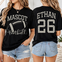 Personalized Football Mascot Shirt, Custom Player Name Number Tee, Team Tee, Game Day Football Apparel, Custom Team Gift, Front Back