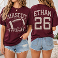 Personalized Football Mascot Shirt, Custom Player Name Number Tee, Team Tee, Game Day Football Apparel, Custom Team Gift, Front Back