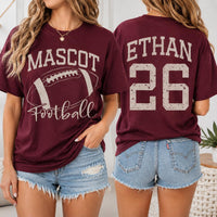 Personalized Football Mascot Shirt, Custom Player Name Number Tee, Team Tee, Game Day Football Apparel, Custom Team Gift, Front Back