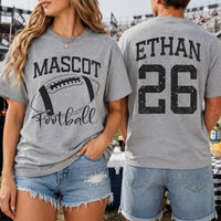 Personalized Football Mascot Shirt, Custom Player Name Number Tee, Team Tee, Game Day Football Apparel, Custom Team Gift, Front Back